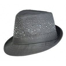 Fedora Hats – 12 PCS w/ Rhinestones - Gray - HT-CAP00083GY